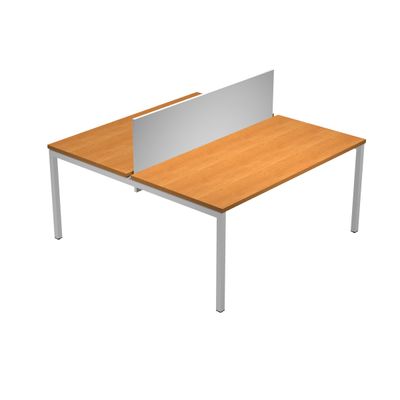 Bureau bench Trend - L180 - avec panneau de séparation - plateau imitation noyer clair - pieds métal arche