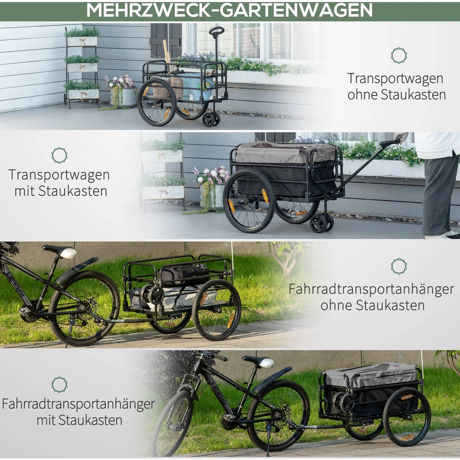 HOMCOM Lastenanhänger mit Stahlrahmen schwarz, grau