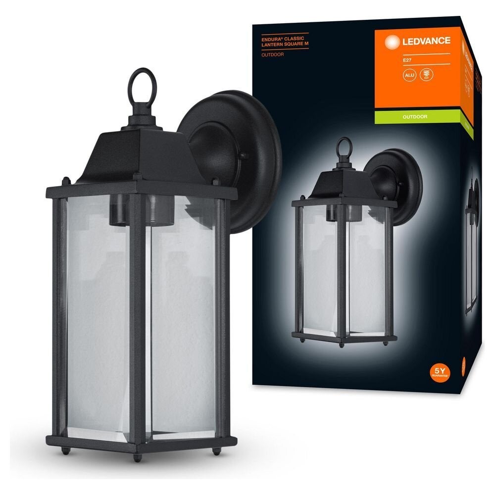 Wandlamp Endura in zwart en transparant E27 293mm
