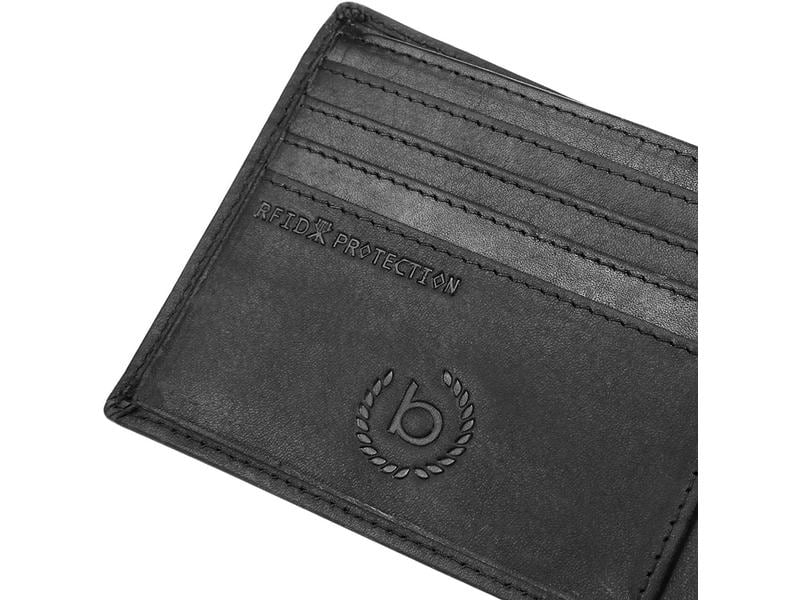 Bugatti Portemonnaie Romano RFID Scheintasche Schwarz Brieftasche im Vintage Stil – mit RFID-Schutz