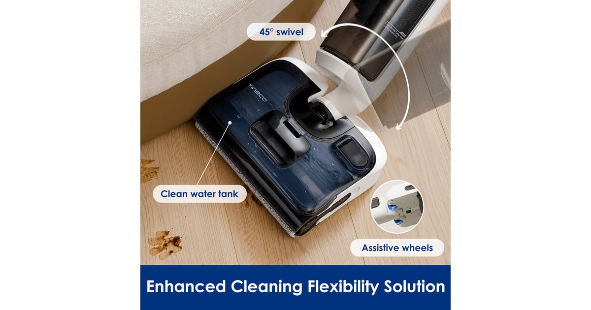 TinecoFloor One S6 Stretch Extreme - wet & dry vloerreiniger  nat- en droogzuiger  (Zwart/wit)