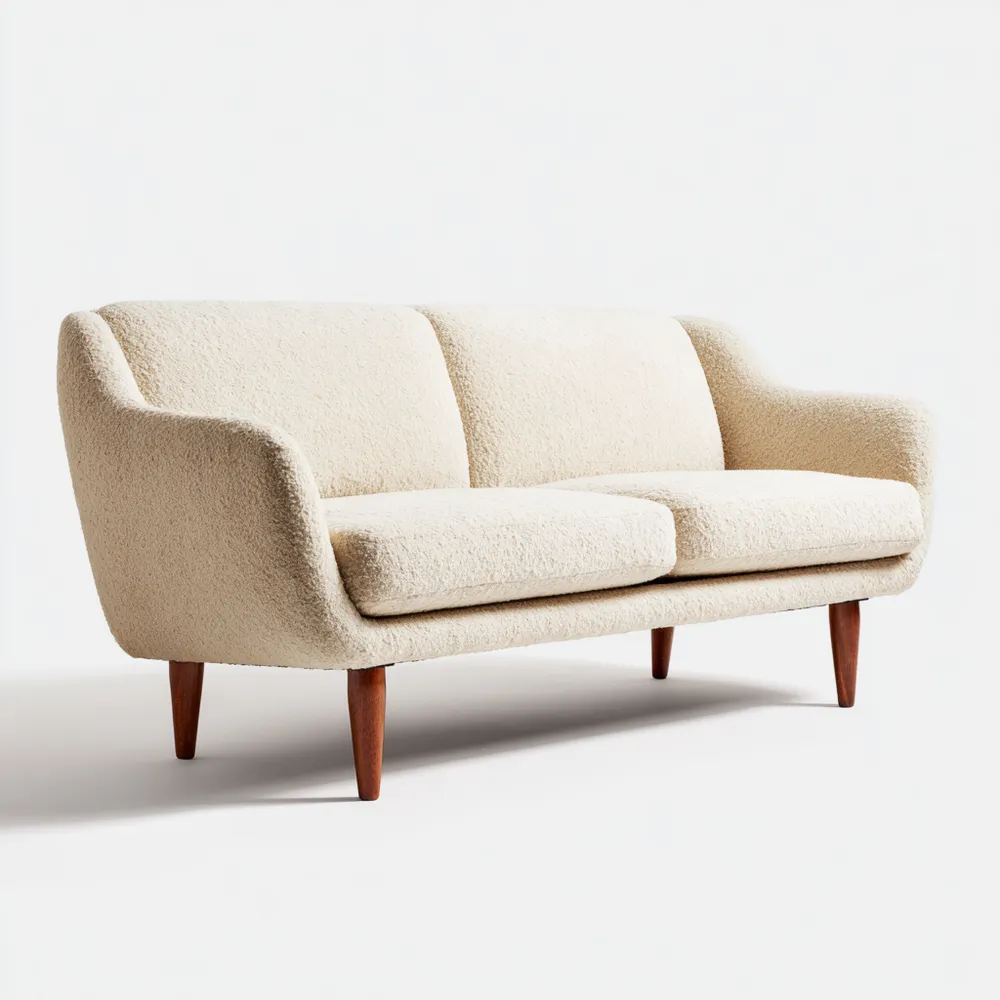 Zweisitzer-Sofa 180x85x80 cm Bouclé-Bezug – Cremeweiß – Skandinavisches Design