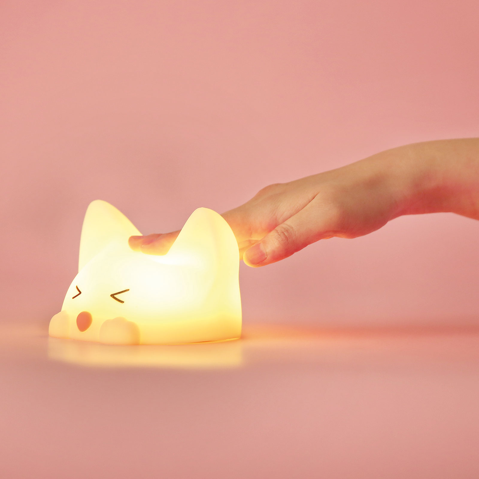 LED-Touch-Nachtlicht - weiß - Katze - dimmbar