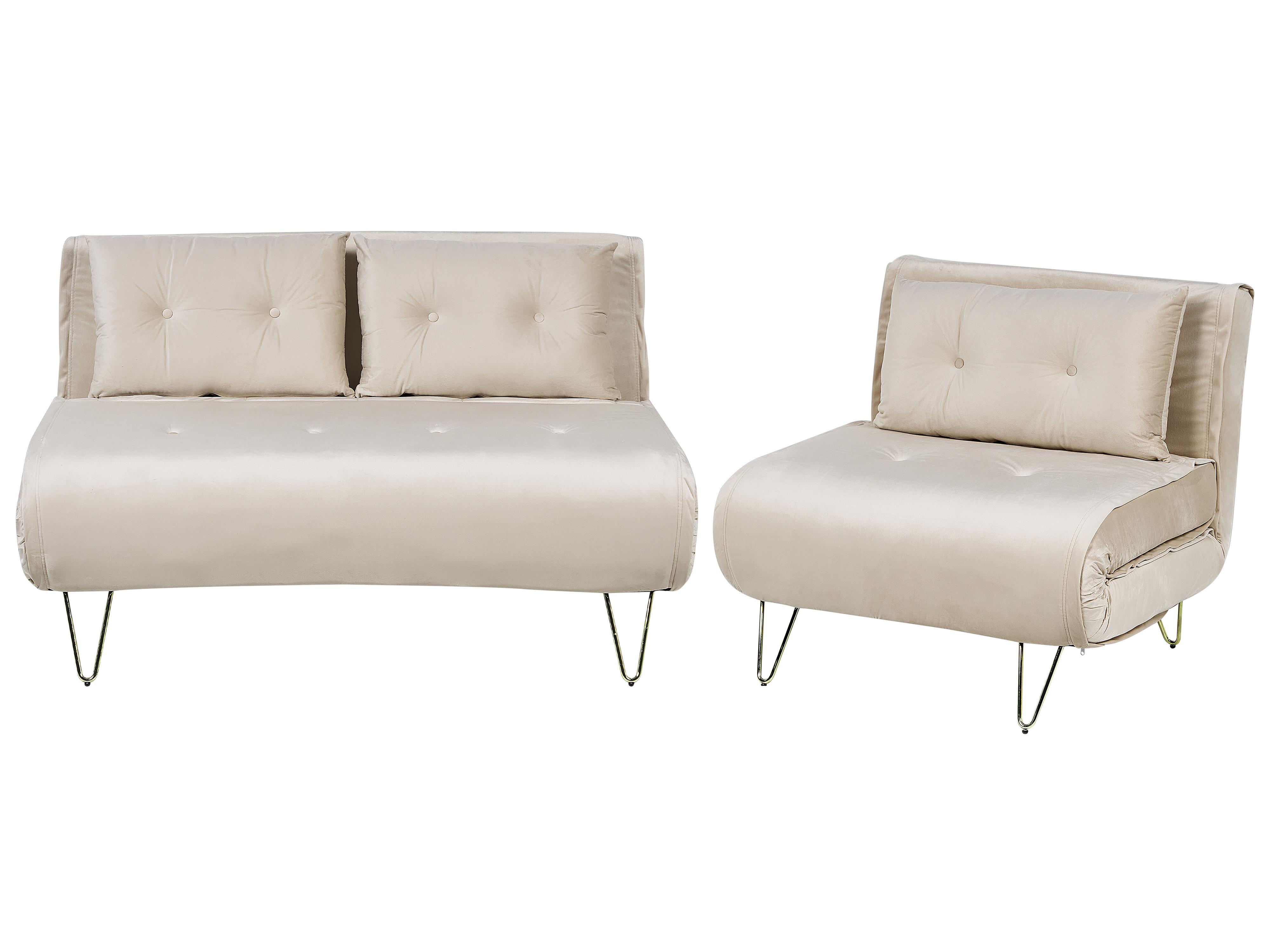 Bankenset 3-zits VESTFOLD Fluweel Beige