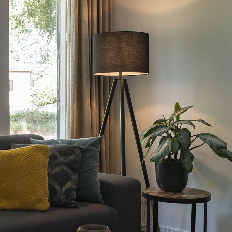 Set van tafel- en vloerlamp met kap zwart - Pip