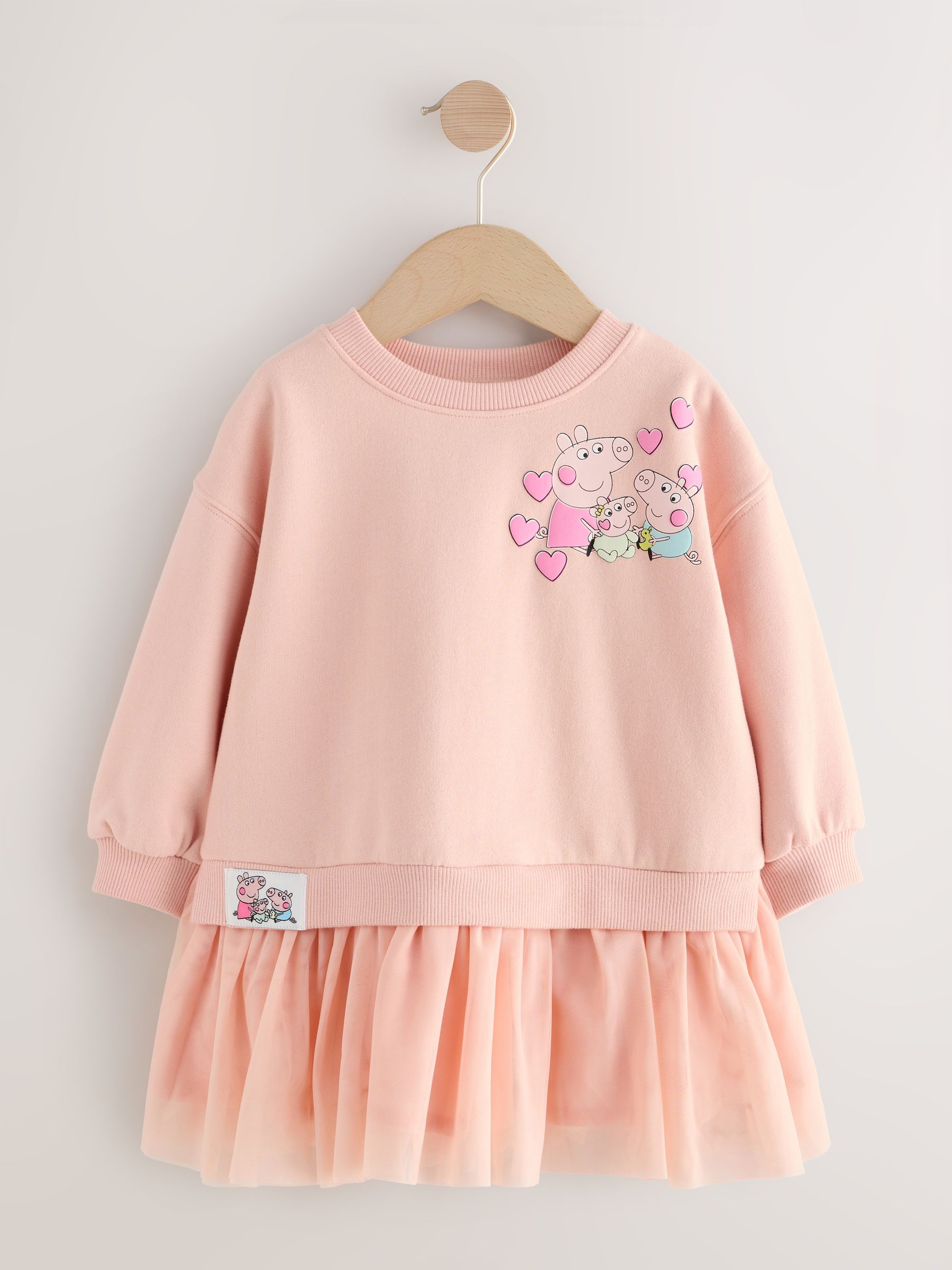 Roze - Peppa Pig & Evie Sweat Mesh Jurk (3mnd-7jr)
