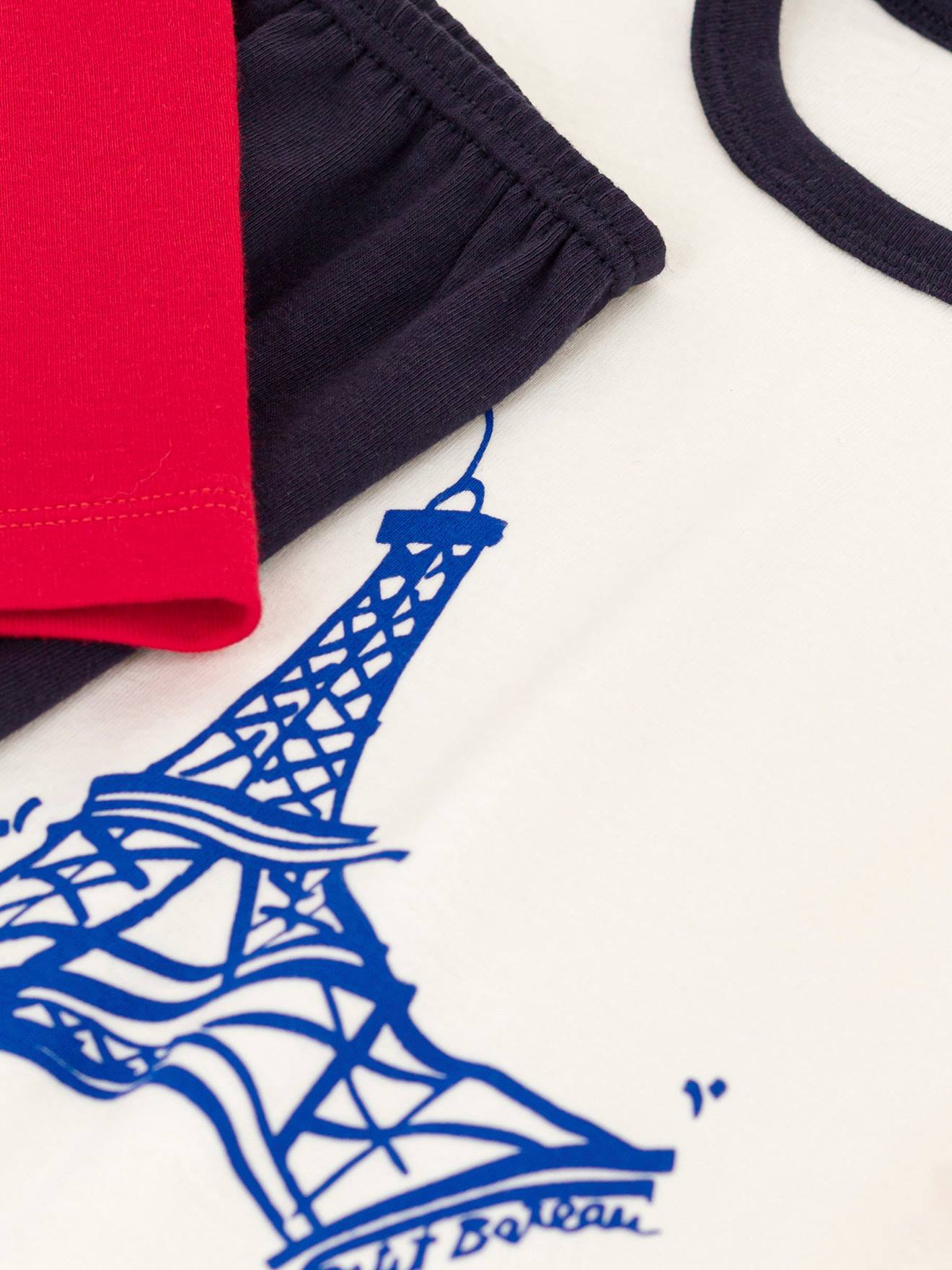 PETIT BATEAU Pijama de algodão orgânico azul marinho