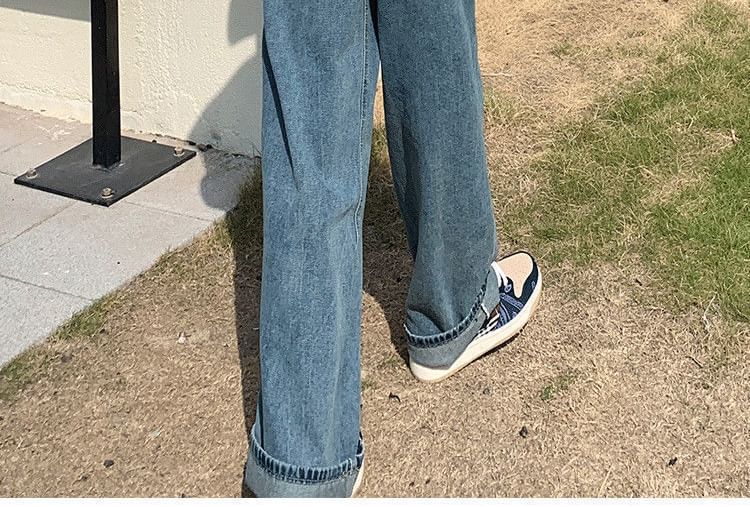 Sancus - Baggy jeans met hoge taille