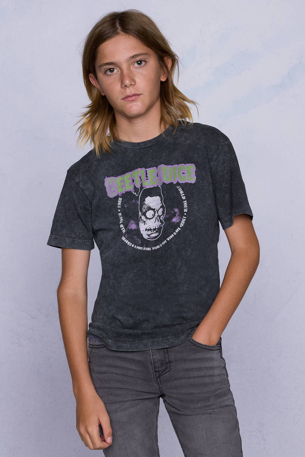 Coolcat T-shirt License Beetlejuice Acid Wash
