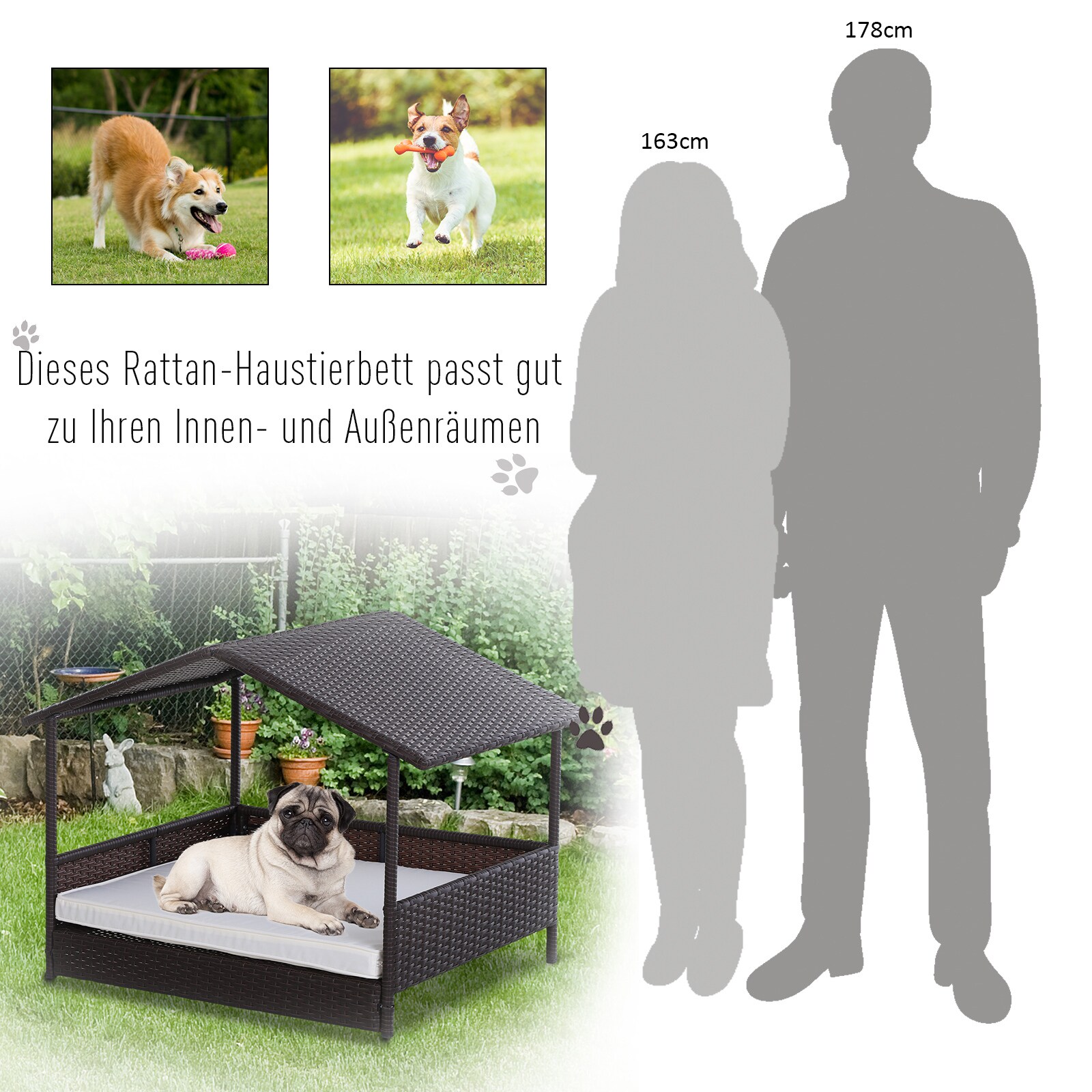 PawHut Hundehaus mit Kissen 95 x 69 x 70 cm (BxTxH)