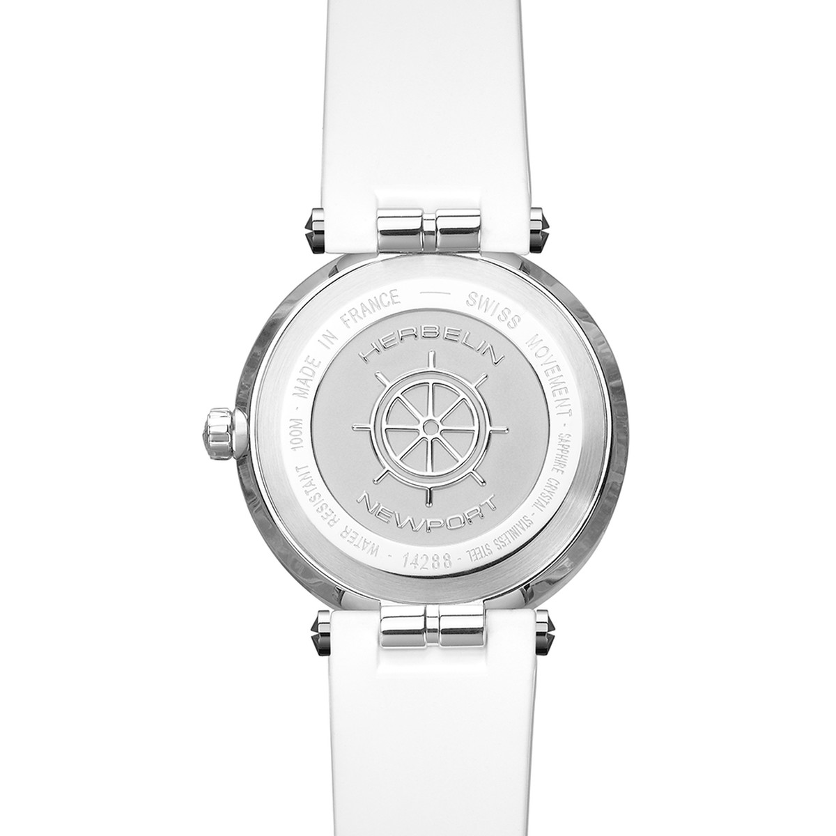 Montre HERBELIN Newport femme acier racelet caoutchouc blanc