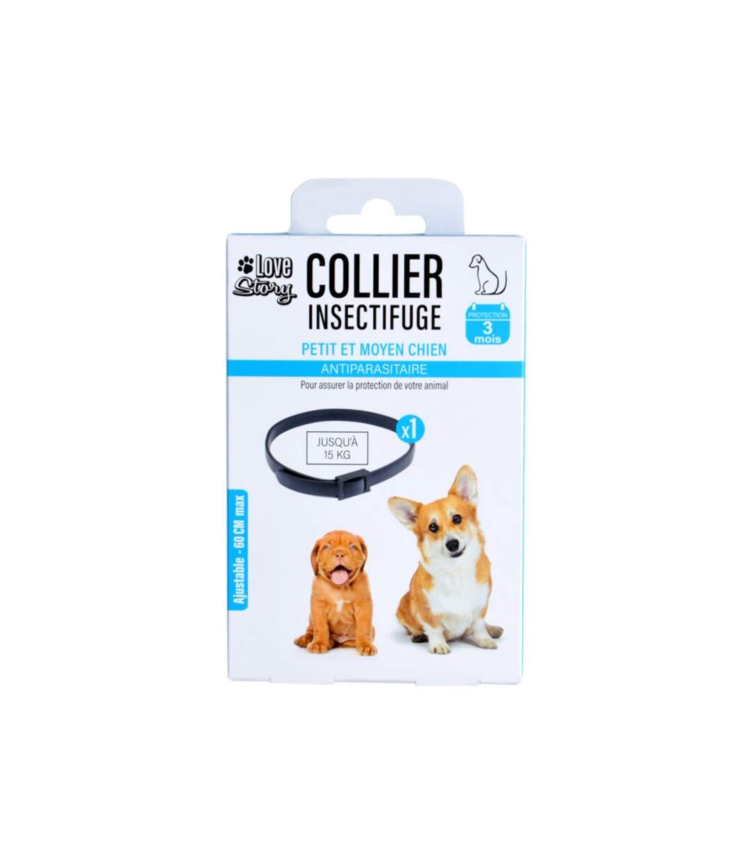 Paris Prix - Collier Insectifuge Pour Chien 3 Mois 60cm Noir