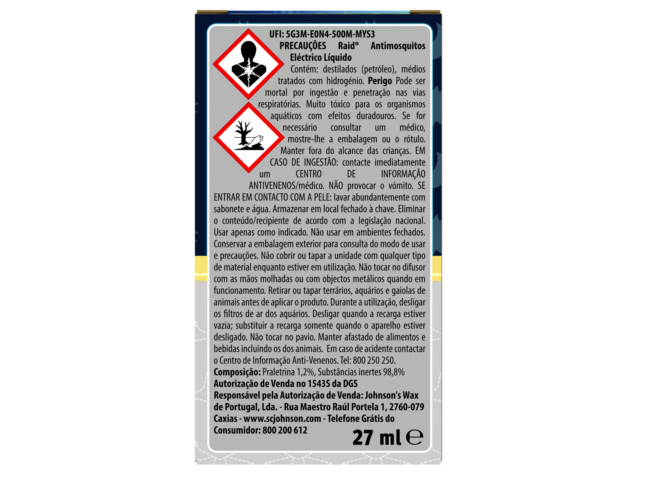 INSECTICIDA RAID ELÉCTRICO FAMILY RECARGA 27ML