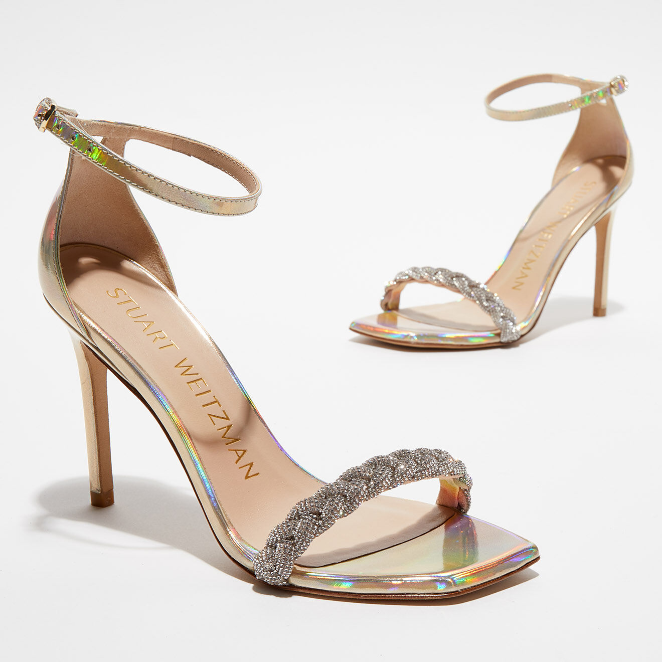 Stuart Weitzman Sandales en Cuir Nearlynude Highshine dorées - Talon 10 cm