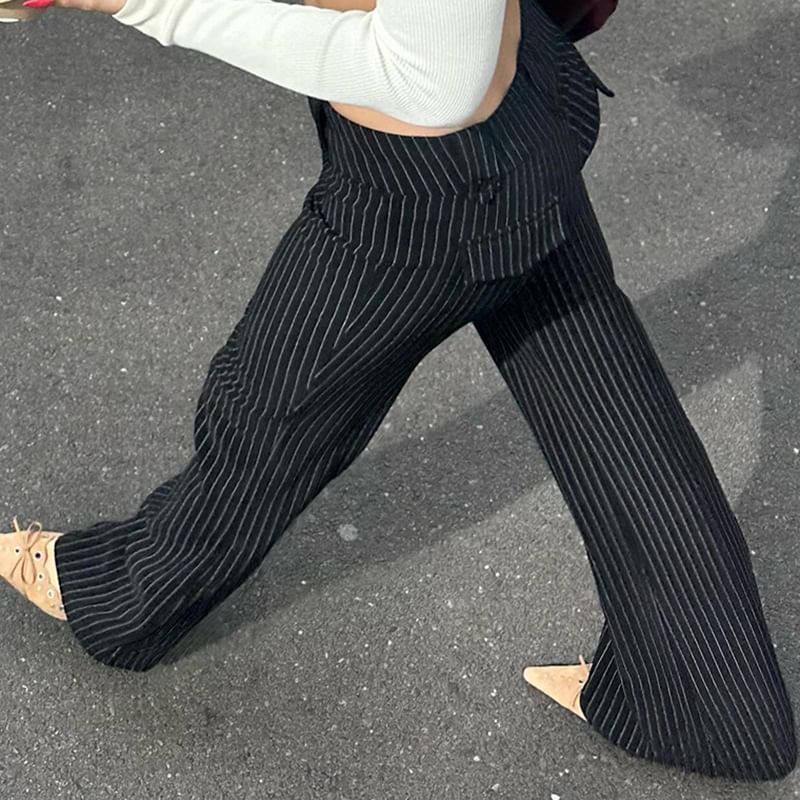 Cincine - Gestreepte bootcutbroek met lage taille