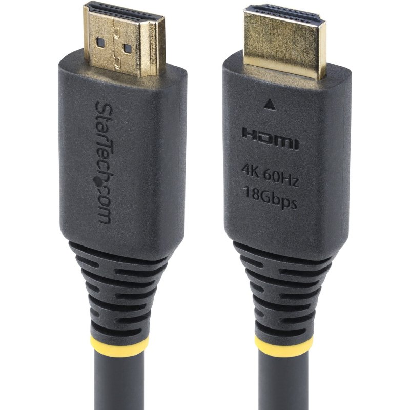 StarTech.com Câble HDMI Haut Débit de 5m Certifié Premium, 4K 60Hz/1440p 144Hz, HDR10/HDCP 2.2/ARC, 18Gbps, Cordon HDMI 2.0 UHD pour TV/Moniteur/Affichage, Gaine TPE