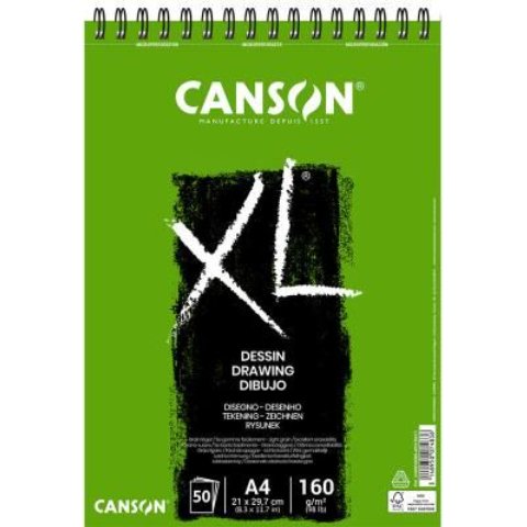 Bloc papier dessin canson xl dessin 10 format a4 160 g 50 feuilles