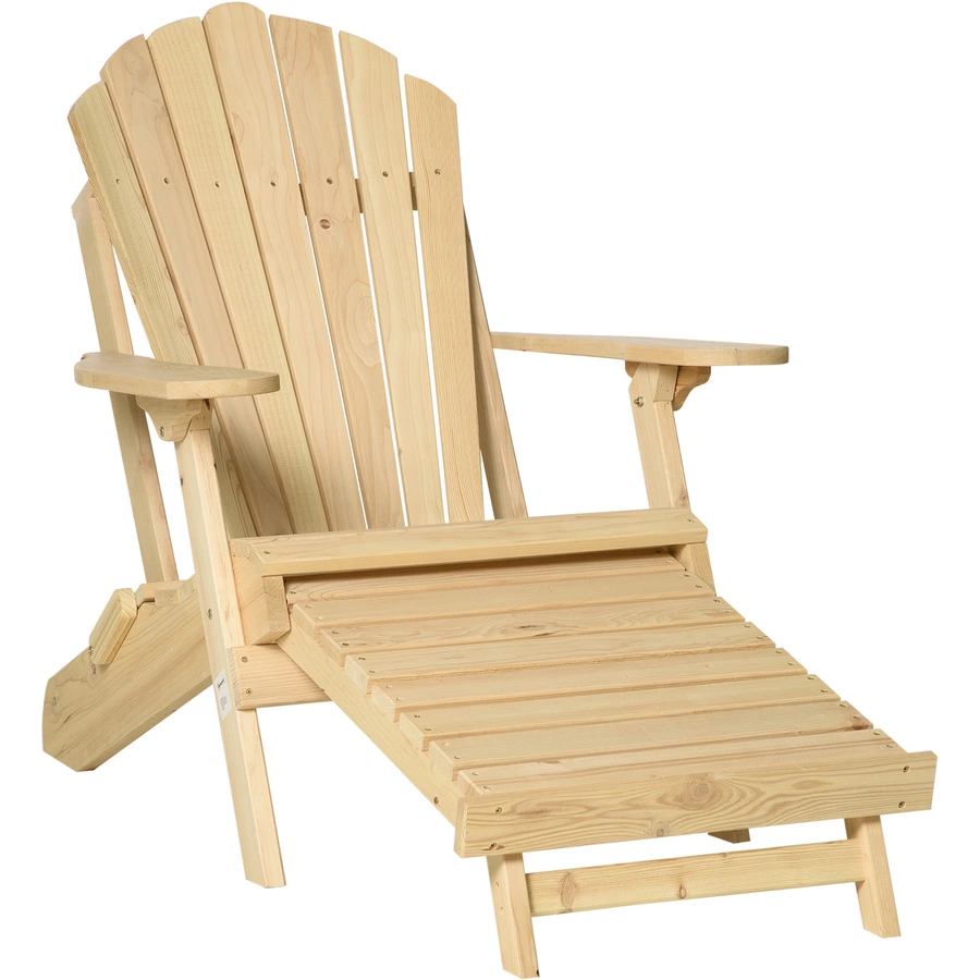 Outsunny Gartenstuhl mit Klappfunktion natur