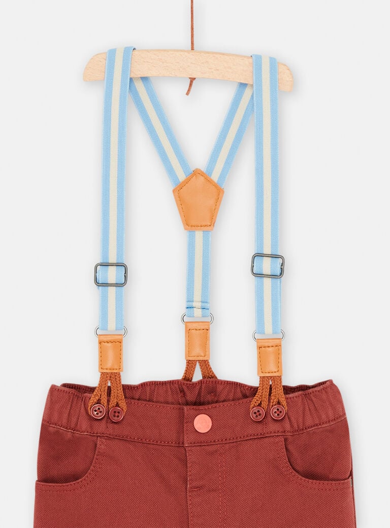 Pantalon havane à bretelles pour bébé garçon