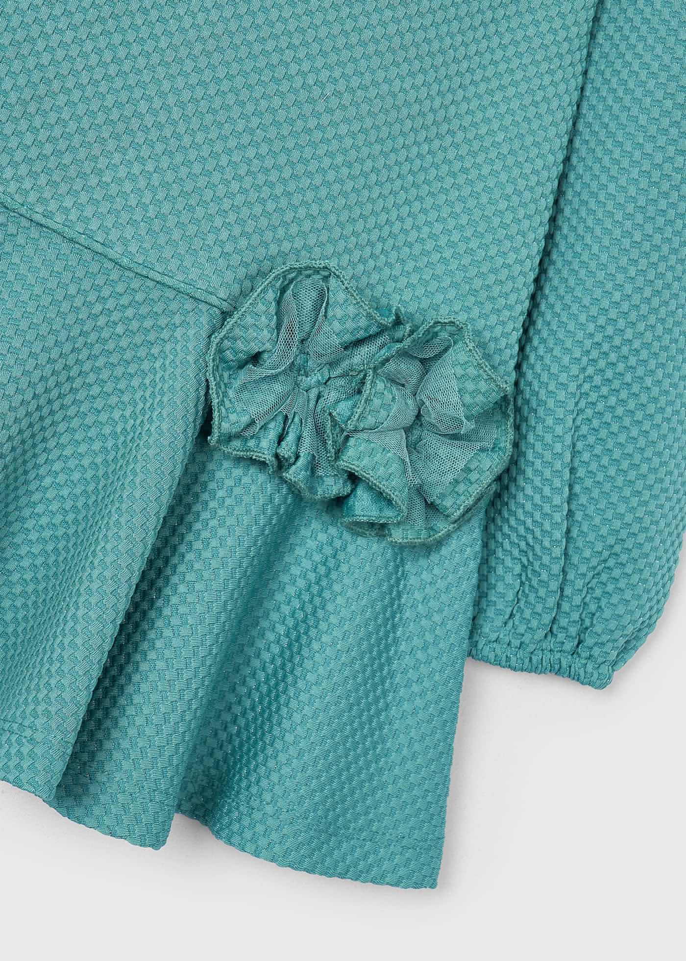 Vestido turquesa de malha estruturada para meninas