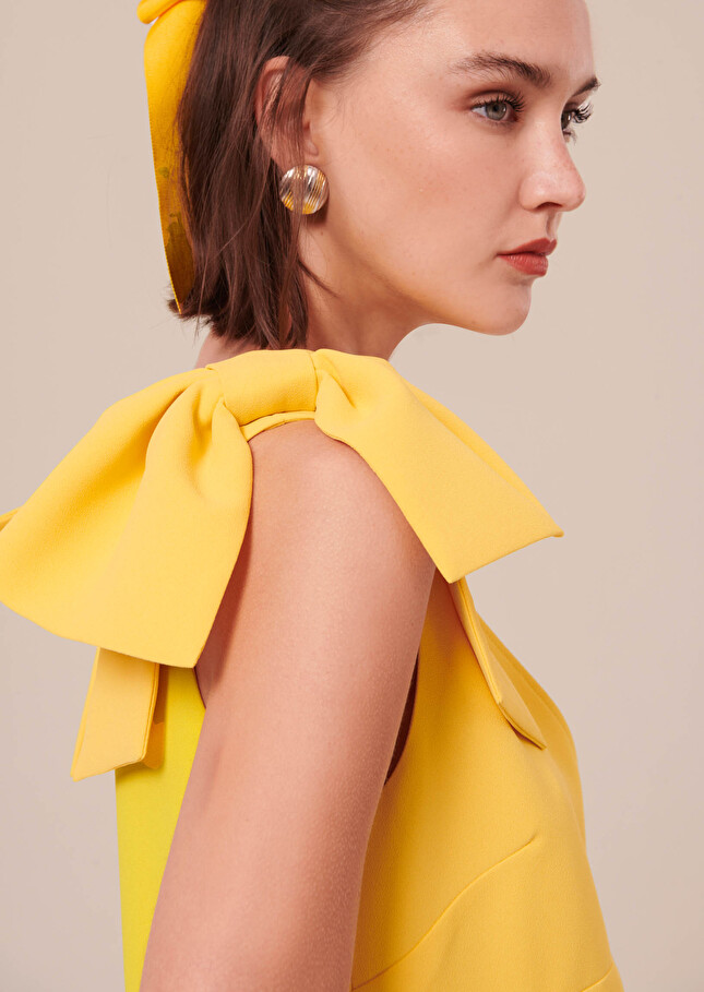 Robe Remarquablejaune en crêpe