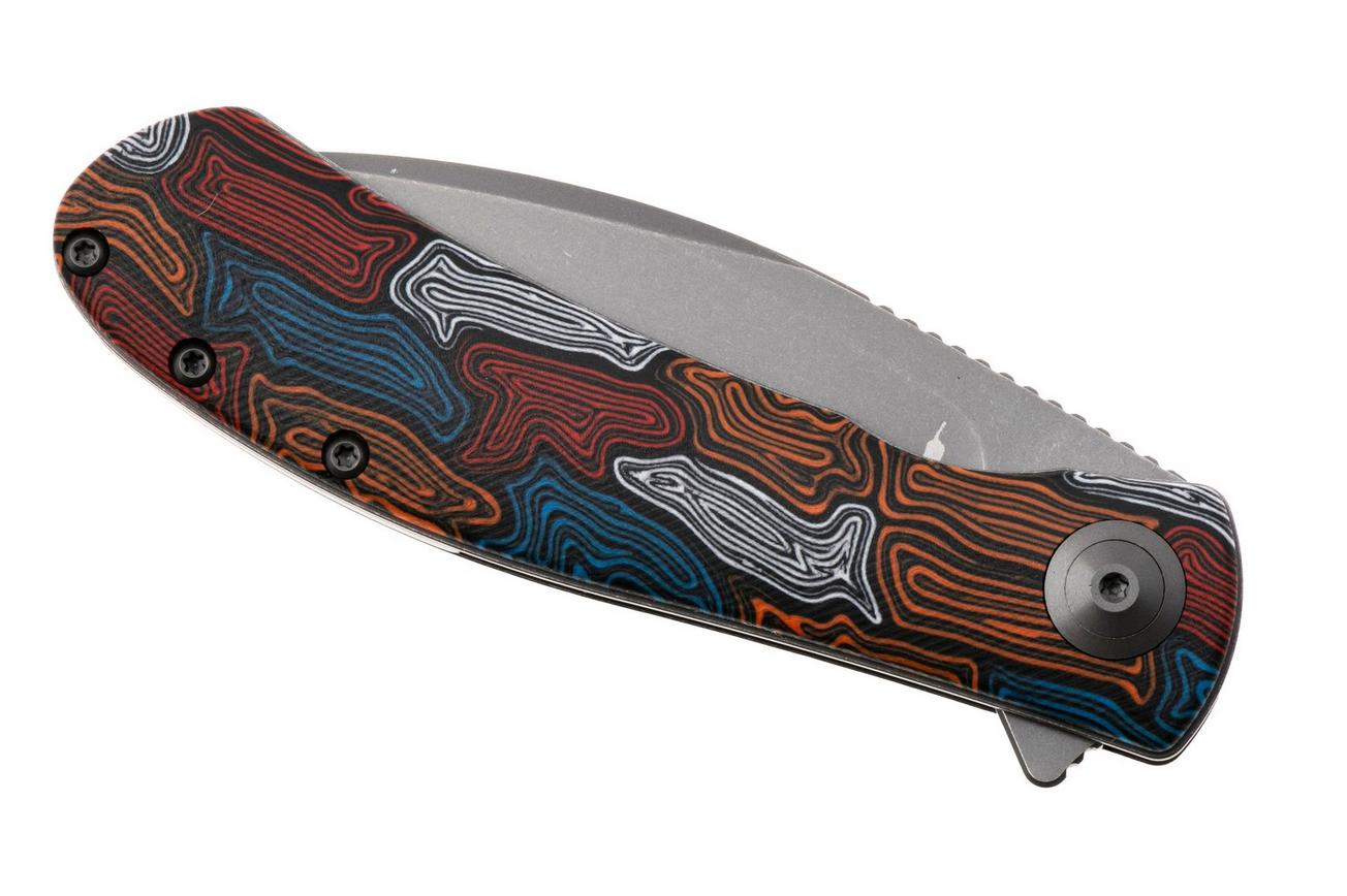 Trollsky Knives Mandu Evo MTE009 Stonewashed 14C28N, Kaleidoscope Turtle G10, zakmes, Michael Trollsky design