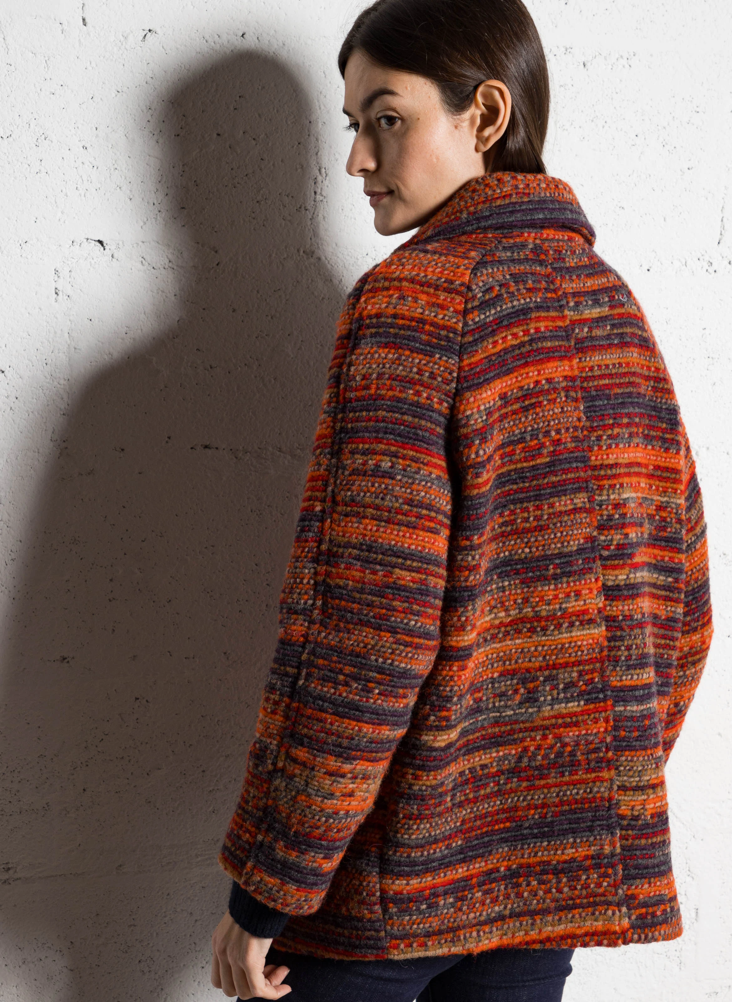 MISTY - Veste droite col tailleur en laine mélangée | Rouge
