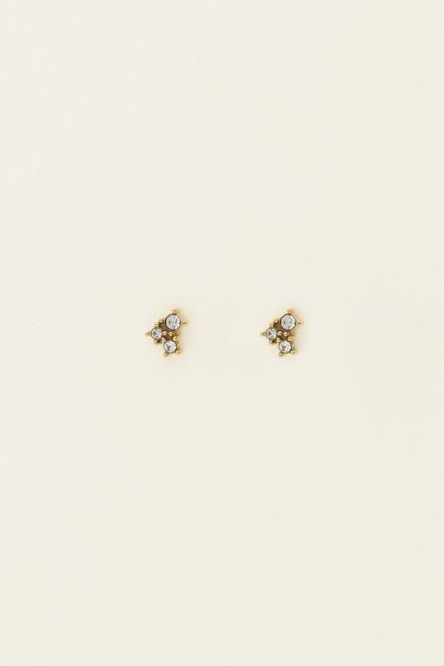 Universe studs met vierkante zilverkleurige steentjes