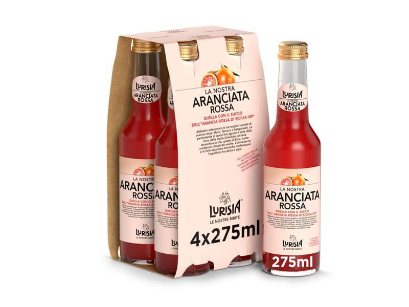 Lurisia Soft-Drinks La Nostra Aranciata Rossa 4 x 0.275 l Italienisches Erfrischungsgetränk mit Zitrusaroma