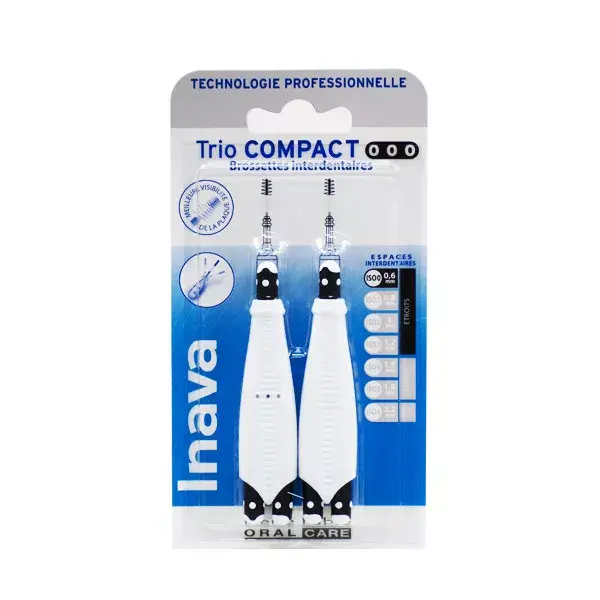 Cabeças de escova compactas Inava Trio de 0,6 mm para espaços estreitos, 6 refis