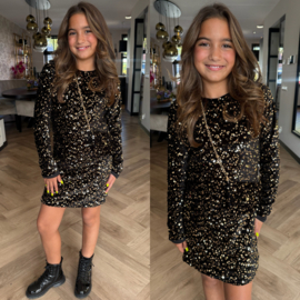 Glitterjurk met tasje - koper