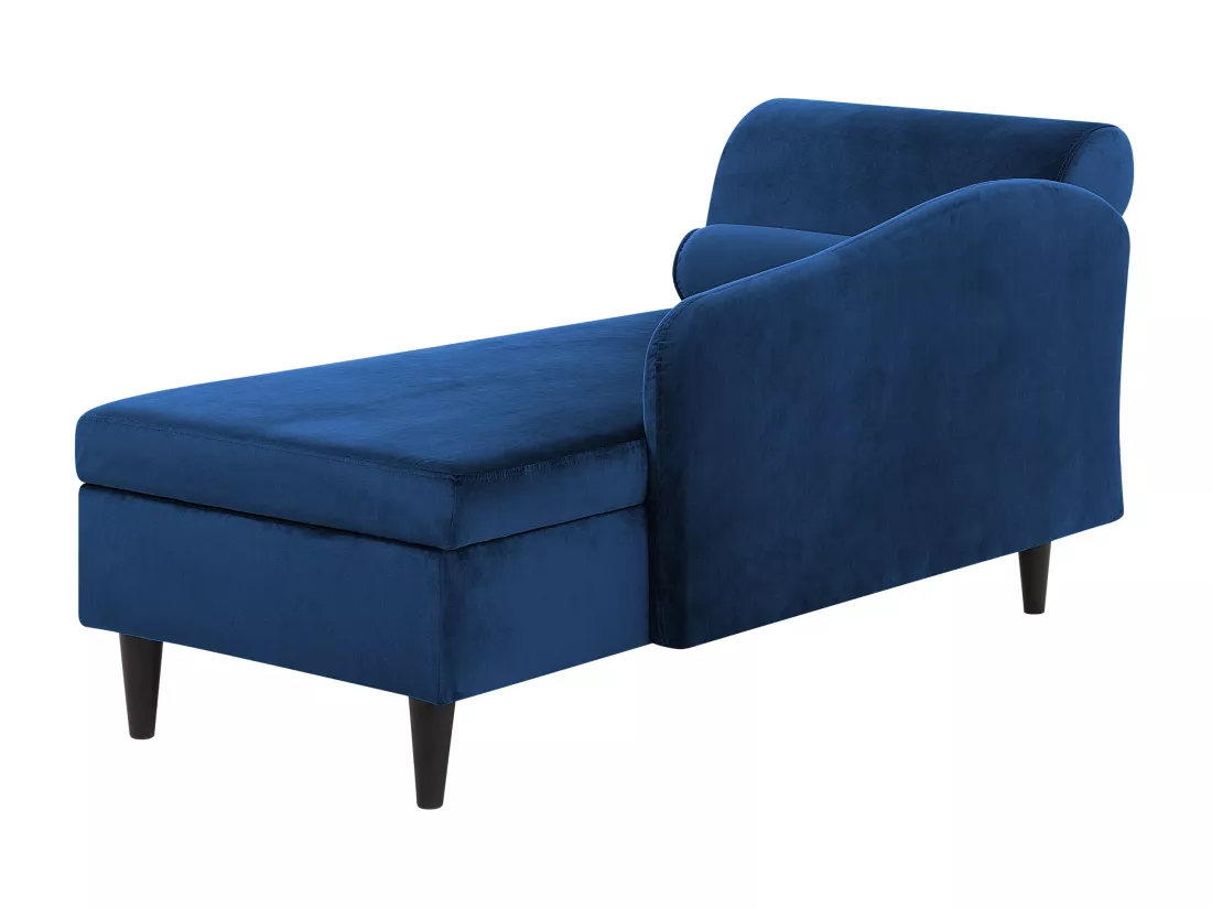 Chaise longue côté droite en velours bleu LUIRO