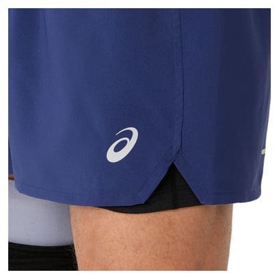 Short 2-en-1 Asics Road 5in Bleu Homme