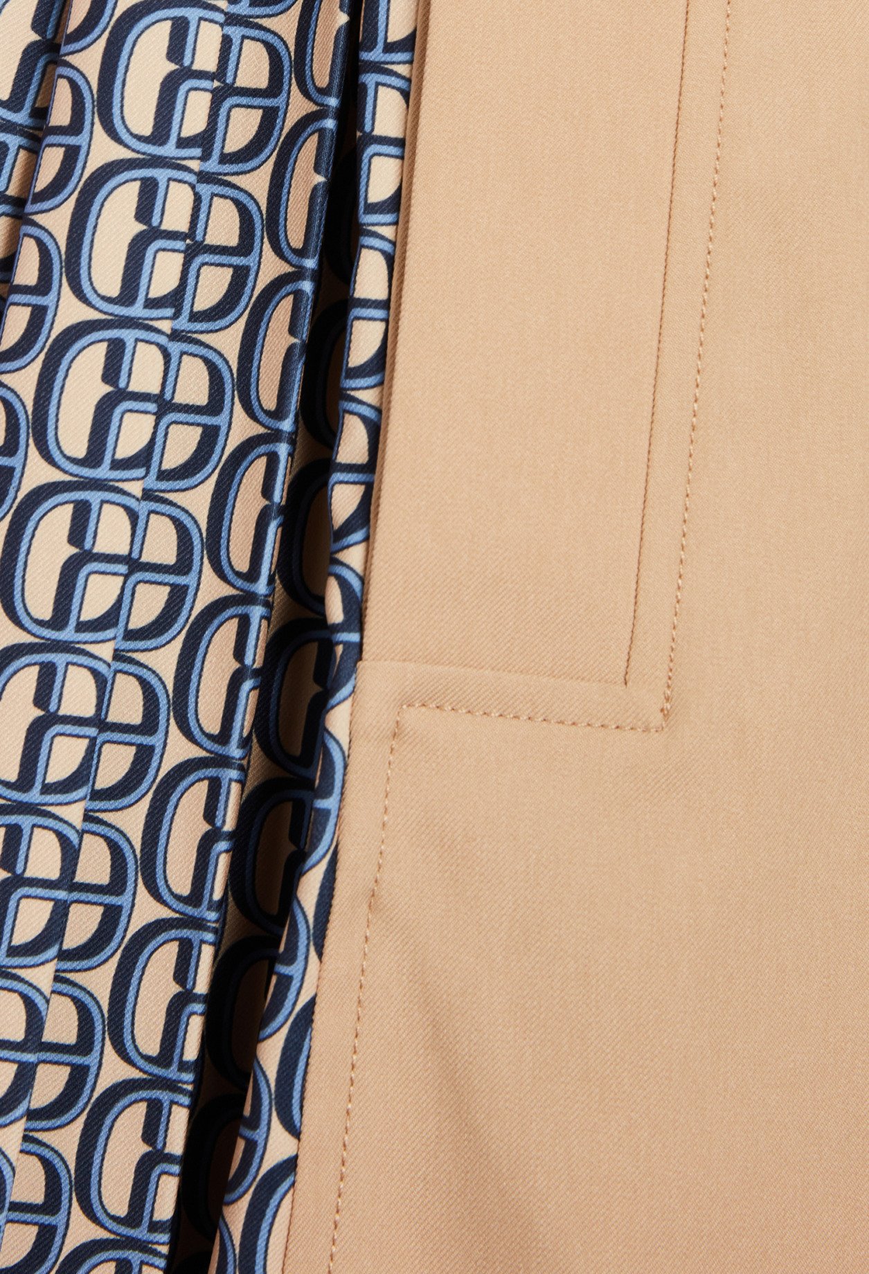 Trench mi-long plisse monogramme beige