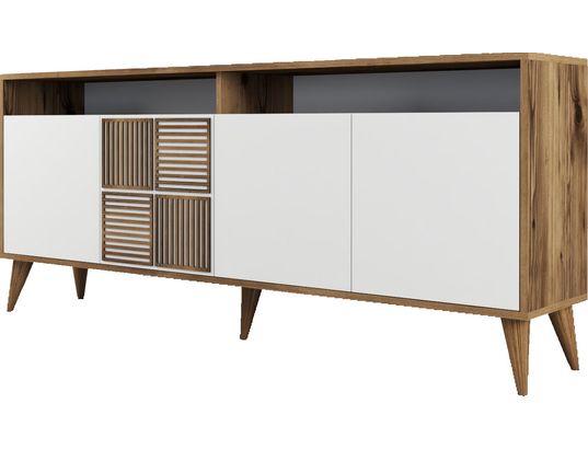 CONCEPT1 - Bahut Milan noyer blanc 180 x 35 x 78cm