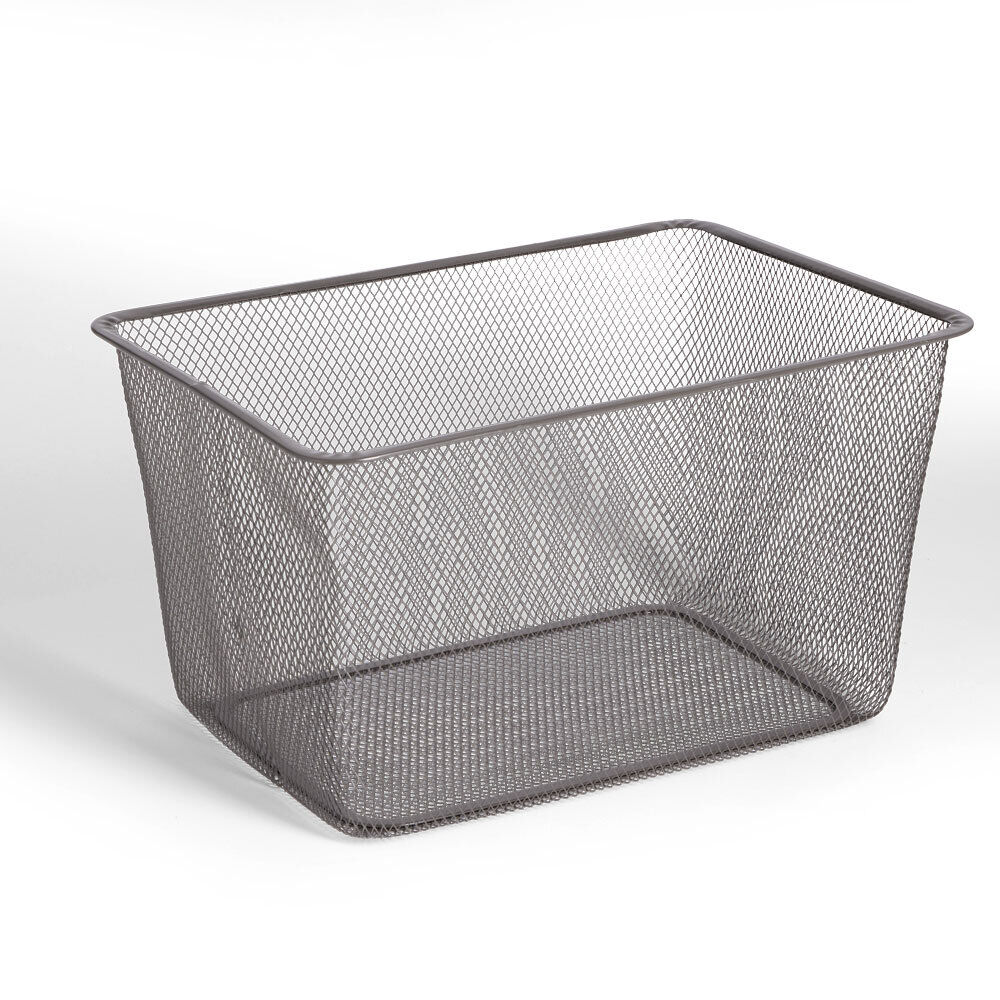 Bac de rangement métal rouge ou gris 41x29,5xH23cm