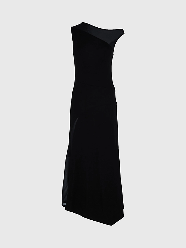 Vestido fluido com painéis transparentes