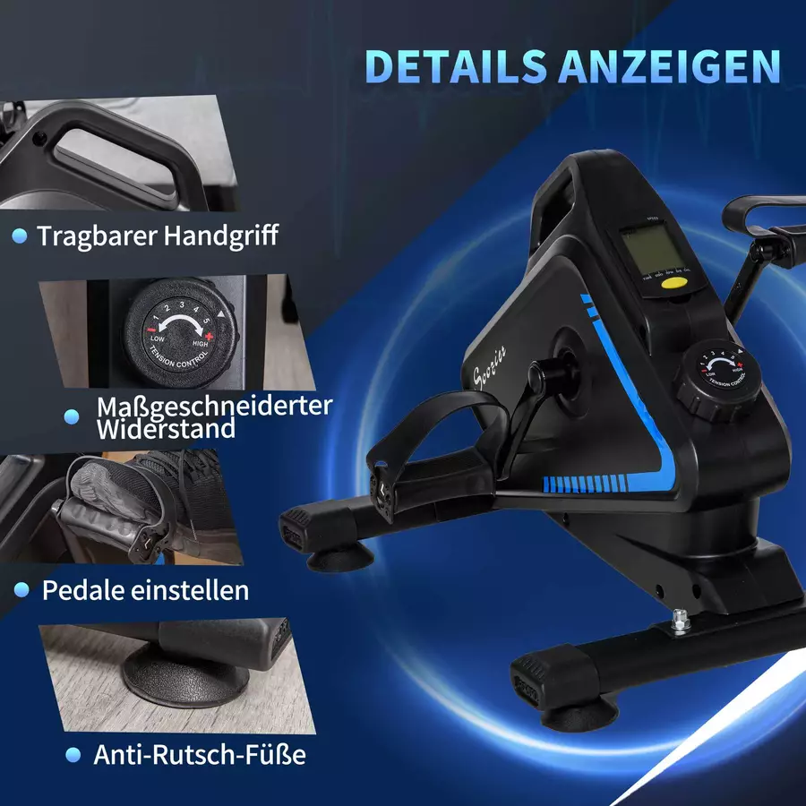 HOMCOM Mini Heimtrainer mit einstellbarem Widerstand schwarz