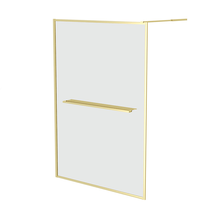 Paroi de douche à l'italienne fixe 140 x 200 cm, doré brossé, Galedo Golden Edge