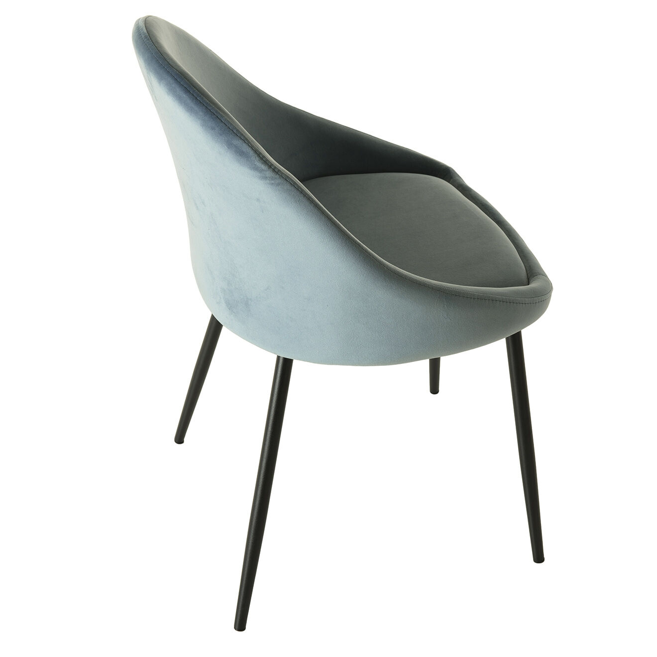 Macabane 2 Chaises Augustin en Velours bleues - 53x51x78 cm