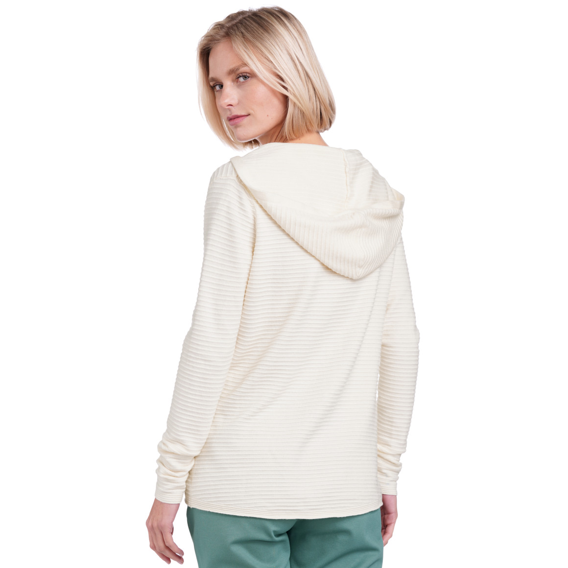 Gina Damen Strickhoodie gerippt cremeweiss