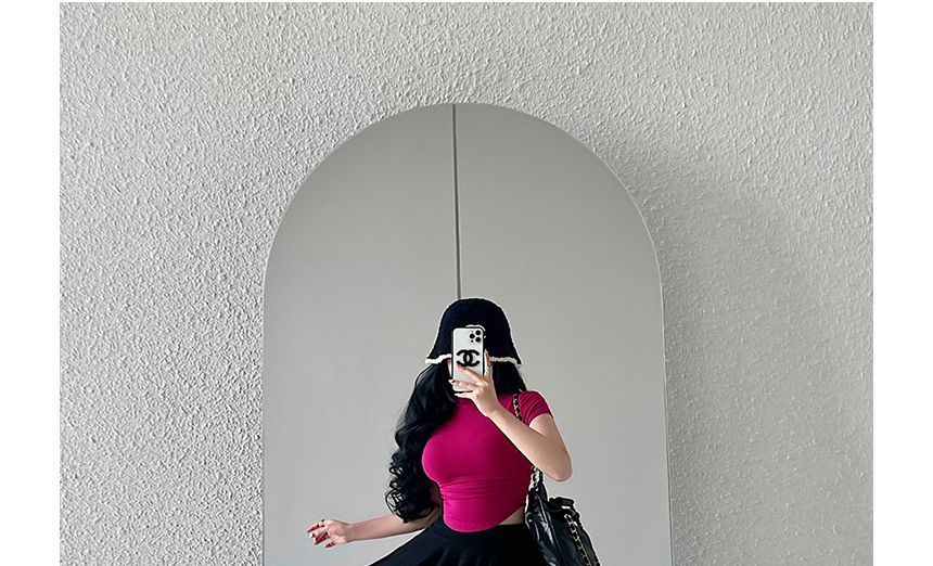 RainGirl - Asymmetrisch T-shirt met korte mouwen en mockneck