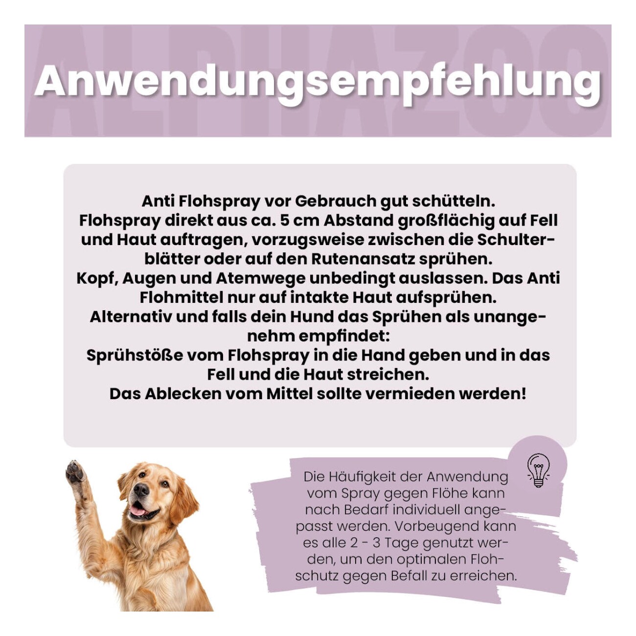 ALPHAZOO ByeByeVloh Flohmittel für Hunde I Starkes Anti Flohspray 100 ml