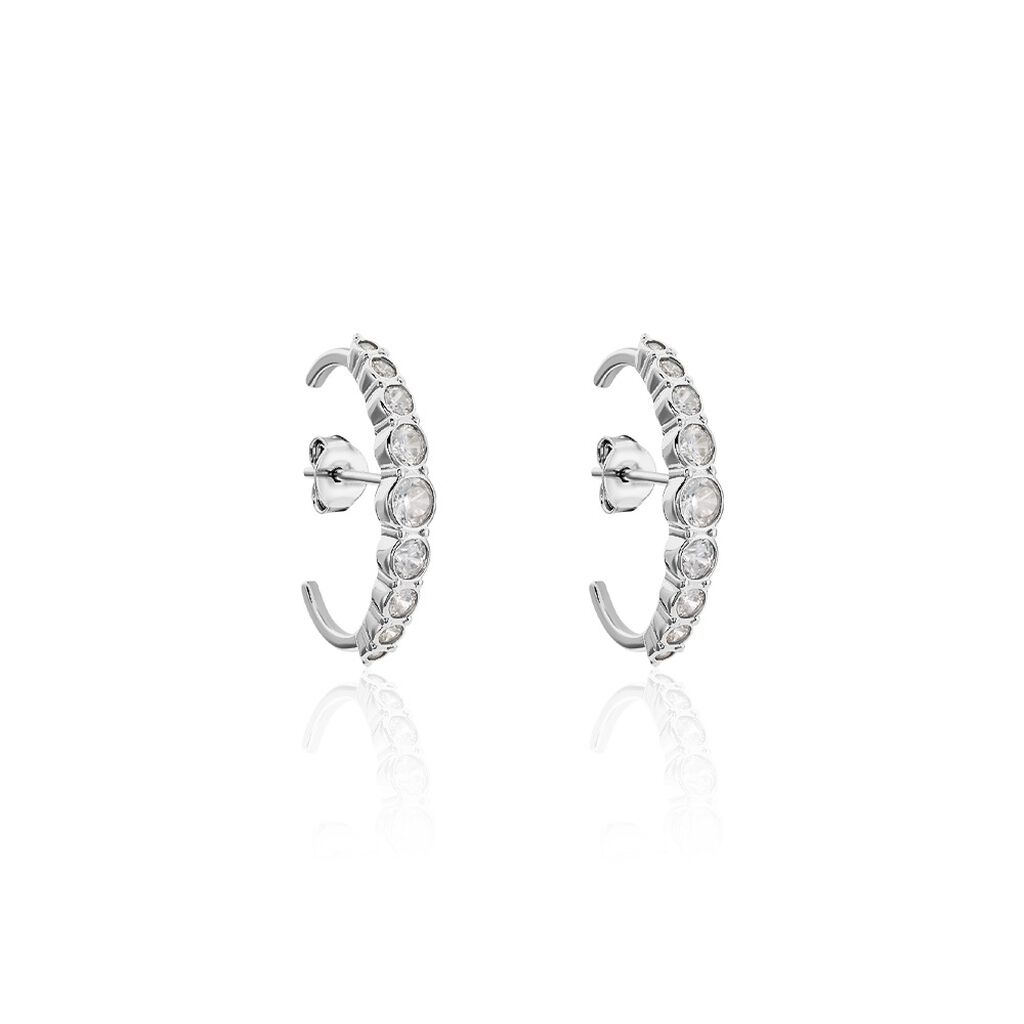 Créoles Liviu Argent Blanc Oxyde De Zirconium