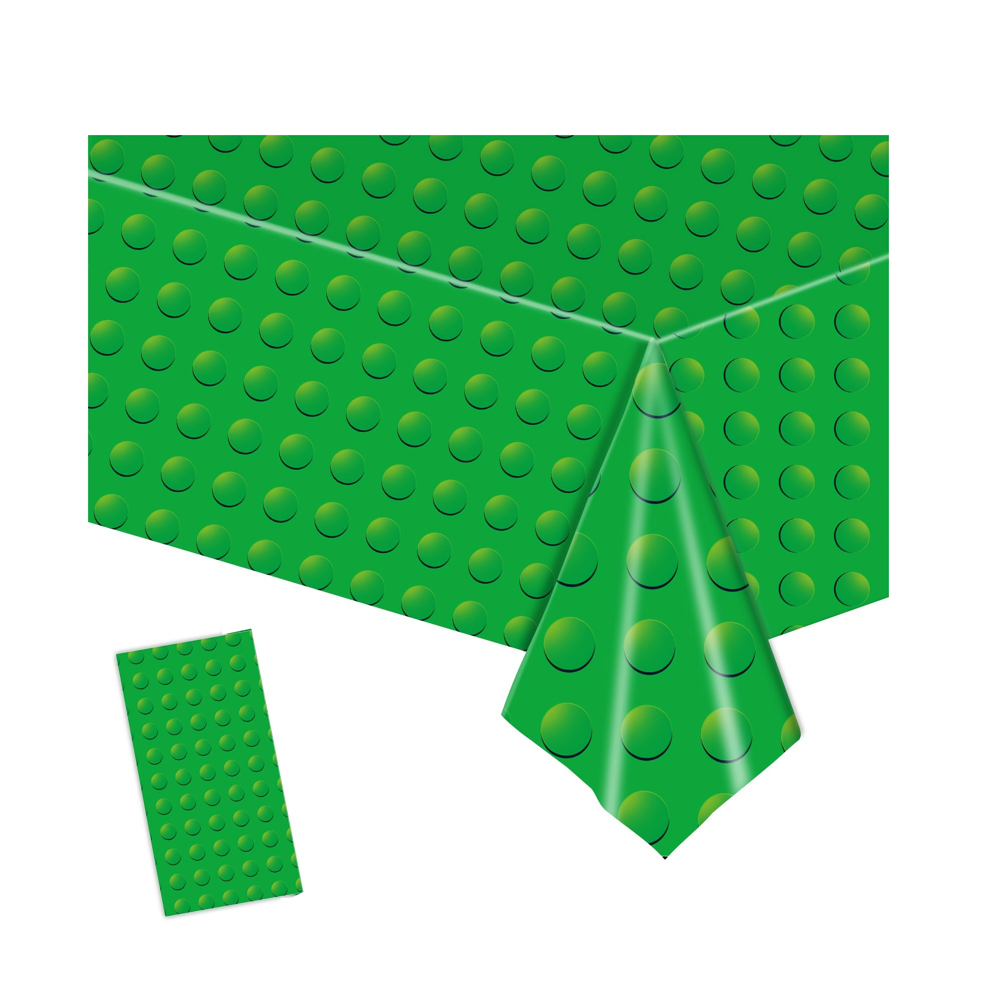 (270x135cm) Deko Folien Tischdecke Party Dekoration Tisch Tuch Klemmbaustein Design - Grün