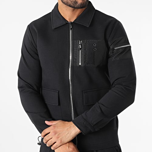 Ensemble Veste Zippée Et Pantalon Cargo AJ-8040-8030 Noir