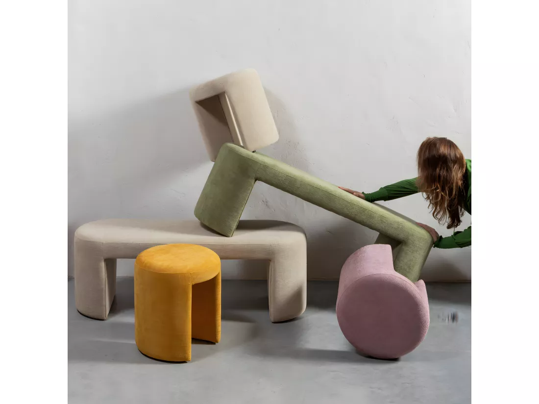 Jacob - Banc en tissu L130cm - Beige
