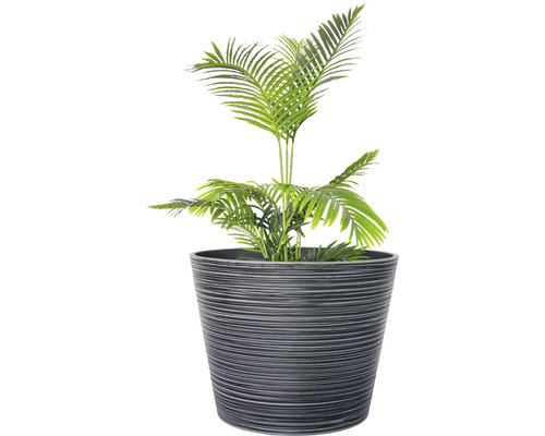 Lafiora geribbelde plantenbak, kunststeen, Ø 80 cm, H 60 cm, antraciet