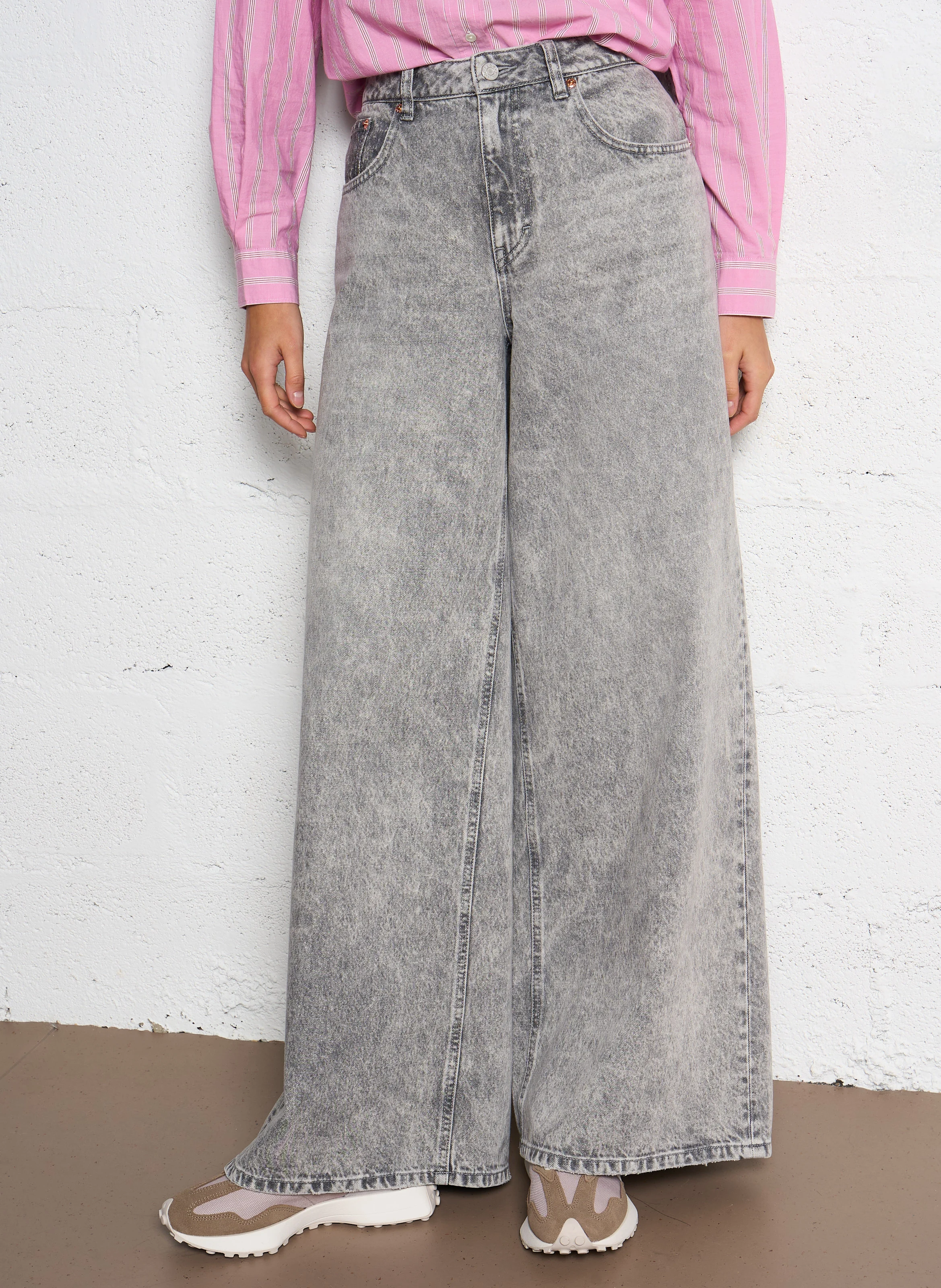 YORK - Jean large délavé en coton | Gris