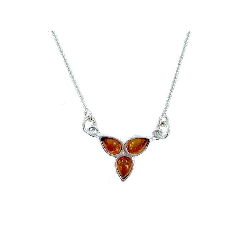 Collier argent 925 Ambre veritable de la mer Baltique